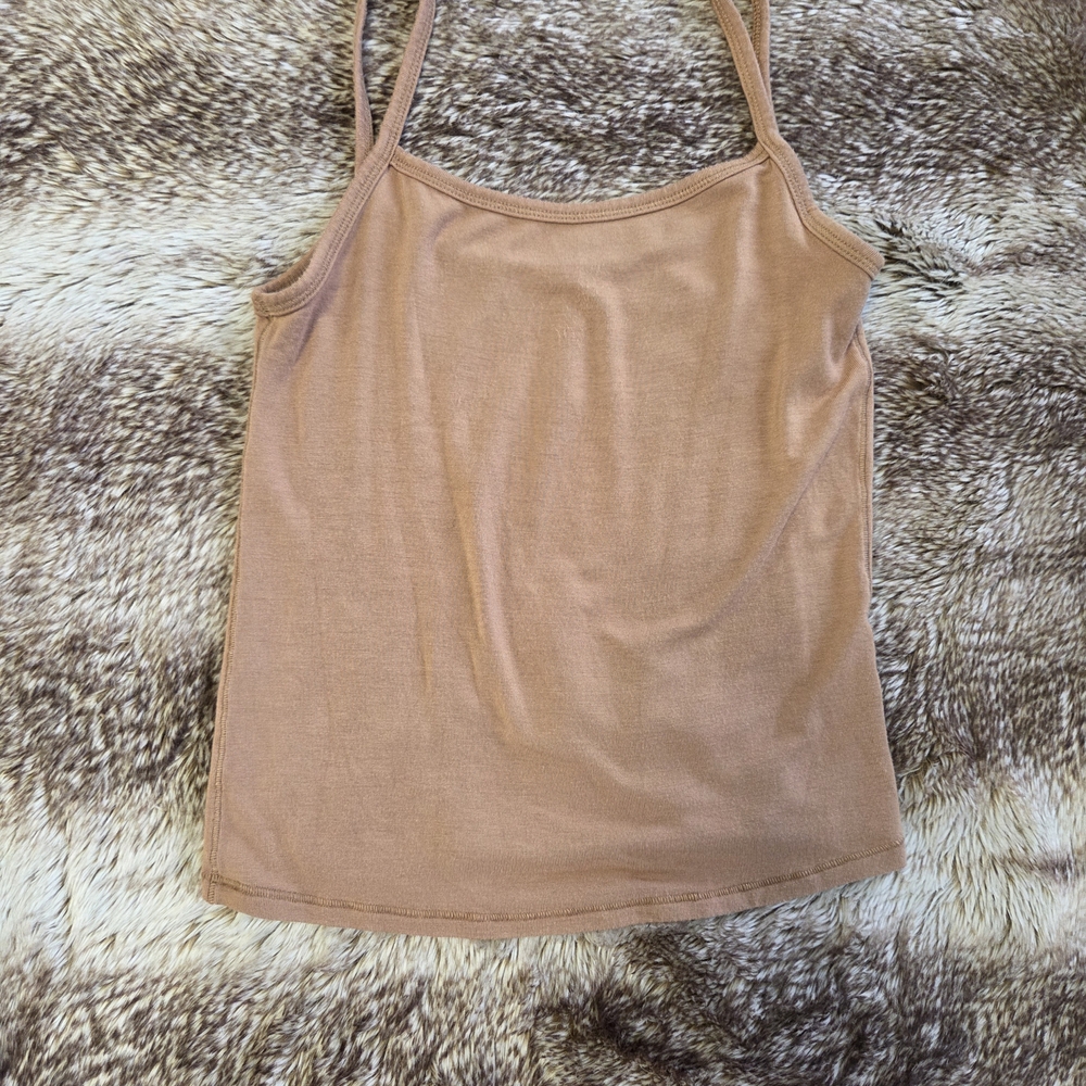 Viral SKIMS Brown Tank • TikTok Basic Top • Stretch Lounge Essential Neutral